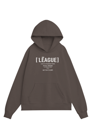 Espresso Brown hoodie with a small graphic on the chest against a white background