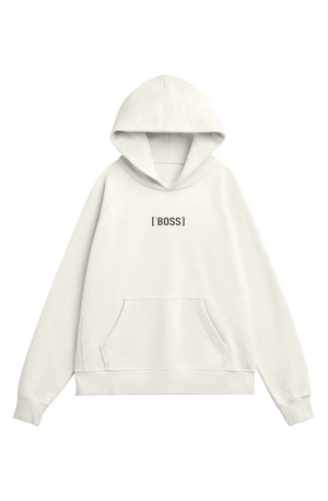 Bone hoodie with 'BOSS' logo on a white background