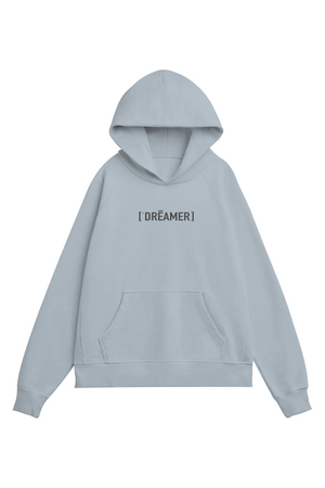 Light blue hoodie with a DREAMER logo on a white background