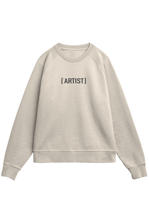 Bone sweatshirt with 'ARTIST' text on a white background