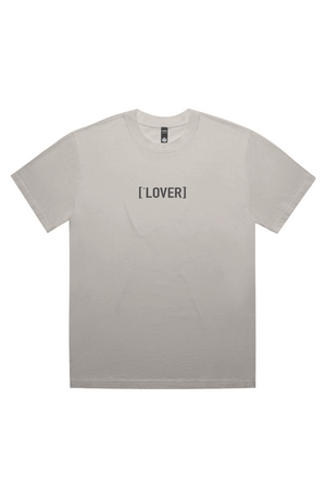 BONE t-shirt with 'LOVER' text on a white background