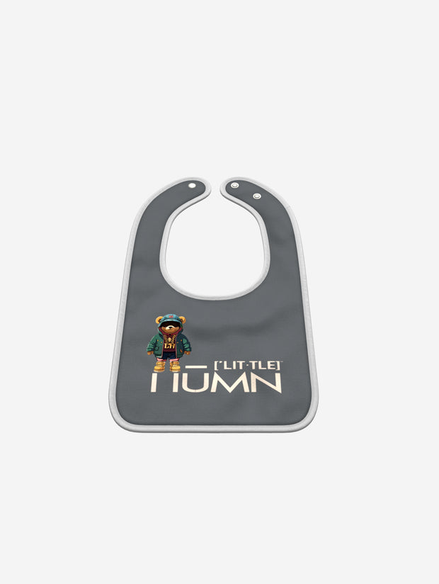 Little Humn Shadow Gray Lil Hu Baby Bib