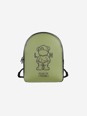 Little Humn GRN Green Leather Backpack