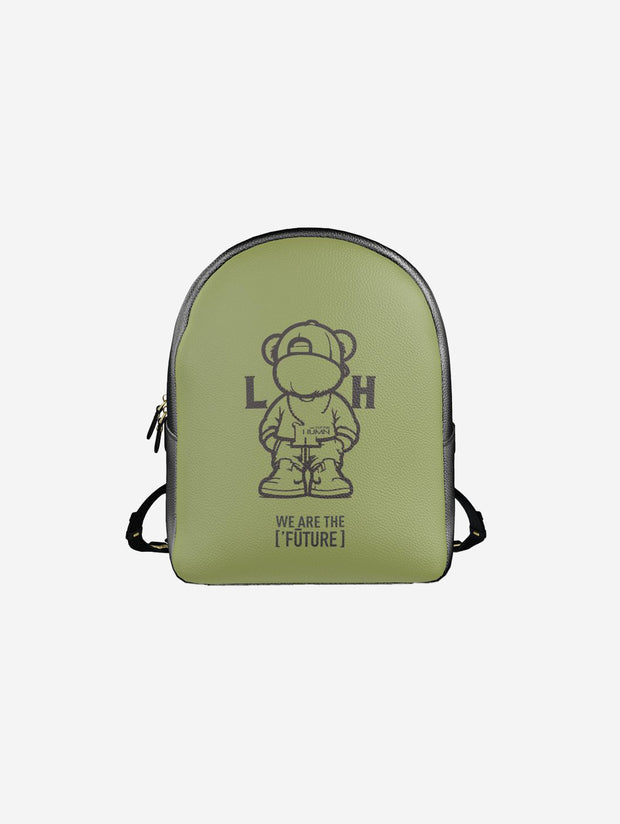 Little Humn GRN Green Leather Backpack