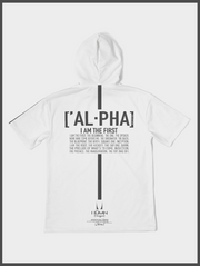 Alpha White Heavyweight Short Sleeve Hoodie