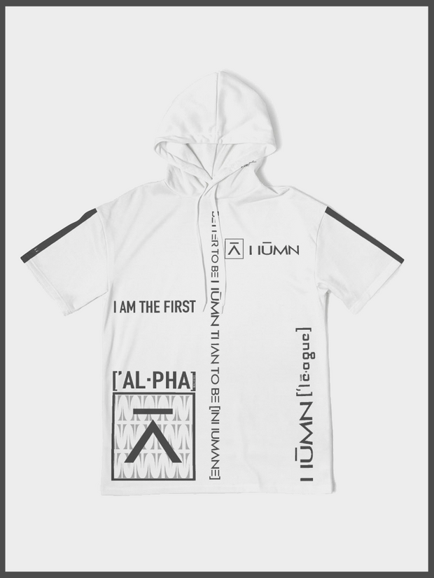 Alpha White Heavyweight Short Sleeve Hoodie