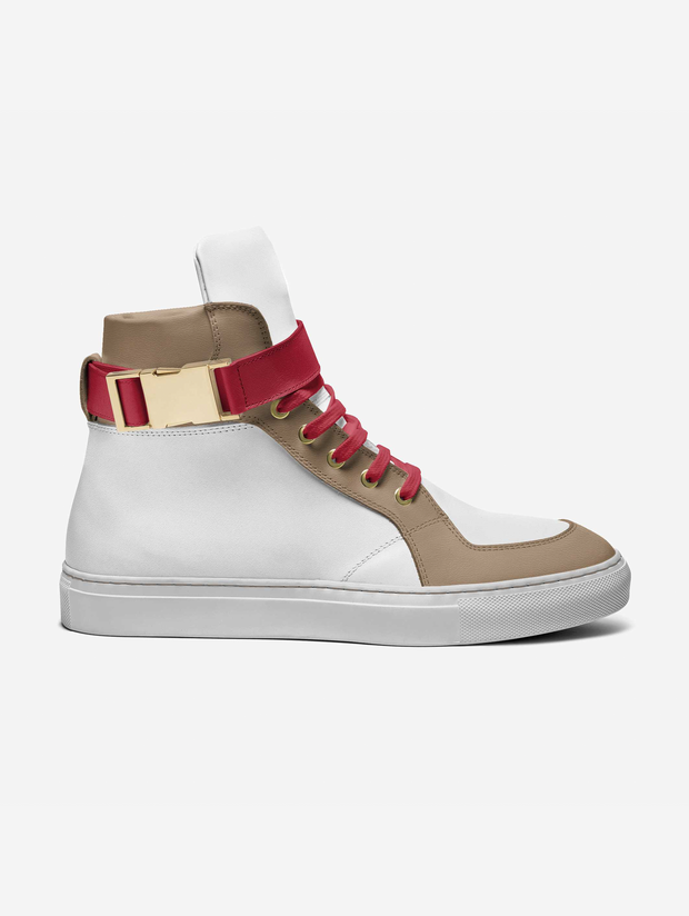 CT Core White Red Mid-top Strap Shoes