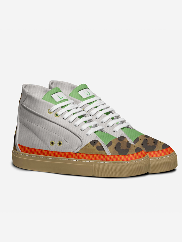 Humn Tan Print Mid-top Shoes