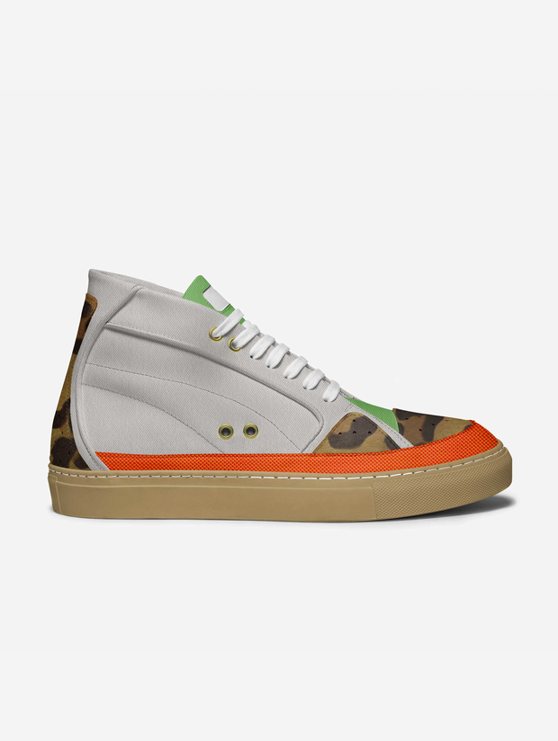 Humn Tan Print Mid-top Shoes