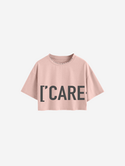 Pink Carefree Oversized Ova Crop Top