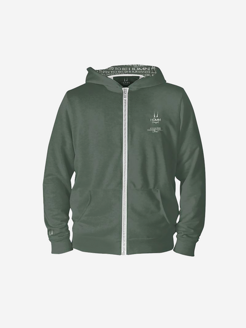 Warning Green White Oversized Zip Hoodie