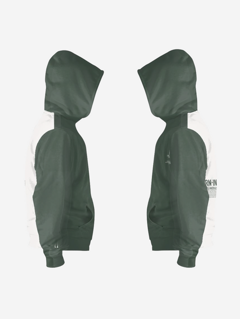 Warning Green White Oversized Zip Hoodie